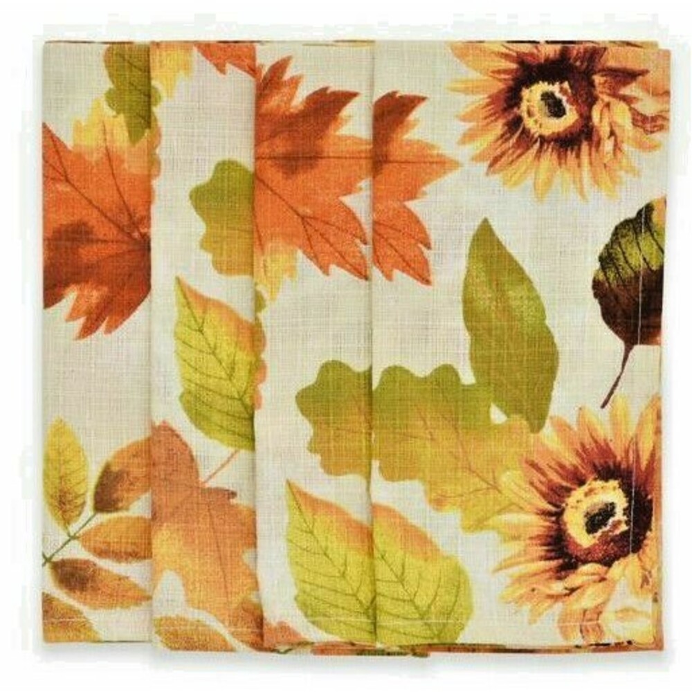 Thanksgiving Harvest Medley Fabric Napkins Set of 4 Autumn Festival Fall